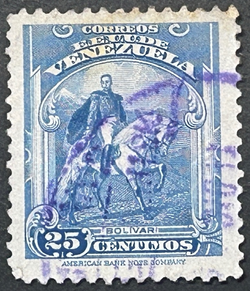 Sello Venezuela 1940 - Bolivar a Caballo - 25 céntimos Azul Usado