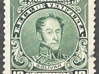 Sello Venezuela 1924 - Bolivar - 10 Céntimos Verde Usado