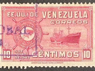 Sello Venezuela 1948 - Flota Mercante  - 10 céntimos Rojo Usado