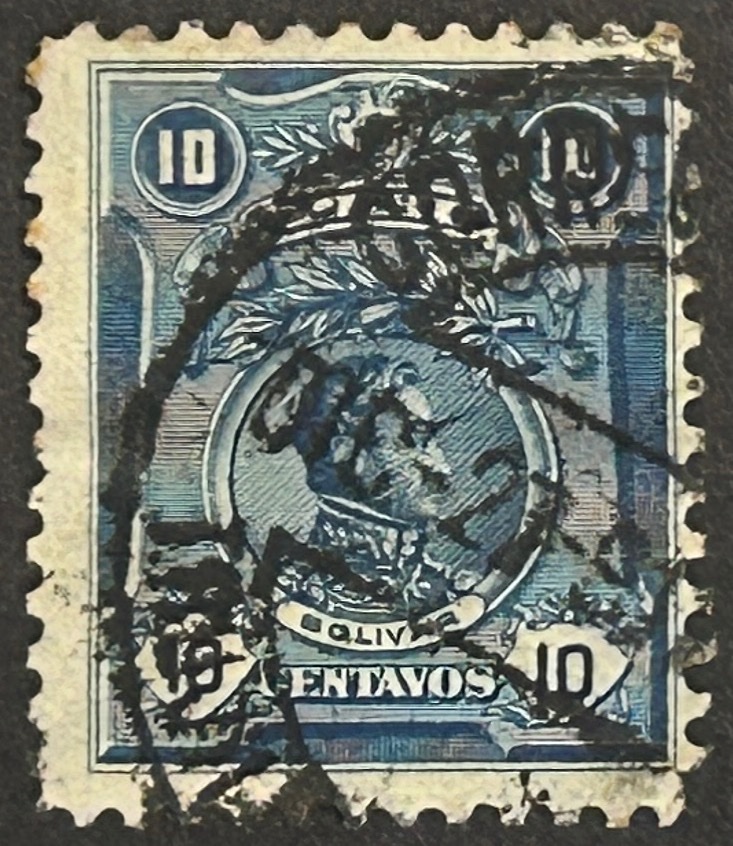 Sello Venezuela 1909 - Bolivar - 10 Céntimos Azul Usado