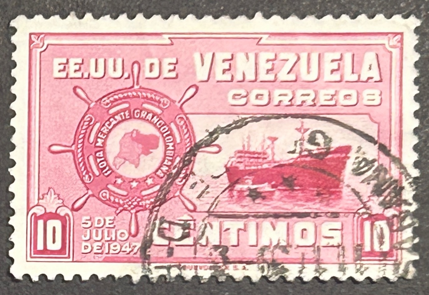 Sello Venezuela 1948 - Flota Mercante - 10 céntimos Rojo Usado