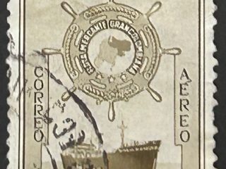 Sello Venezuela 1952 - Flota mercante colombiana - 15 céntimos marrón usado Aéreo