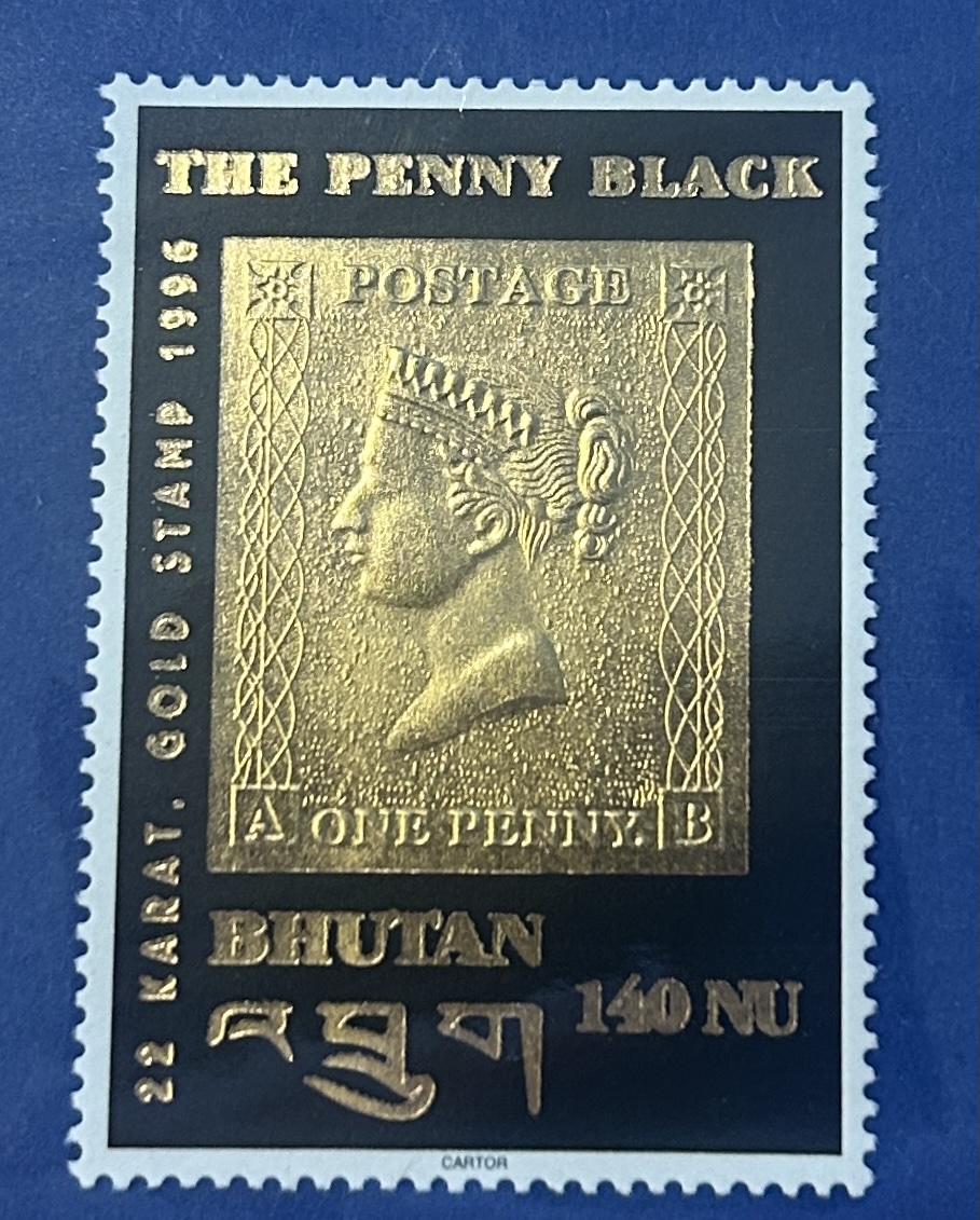 Sello Oro 22K Bután Penny Black 1996