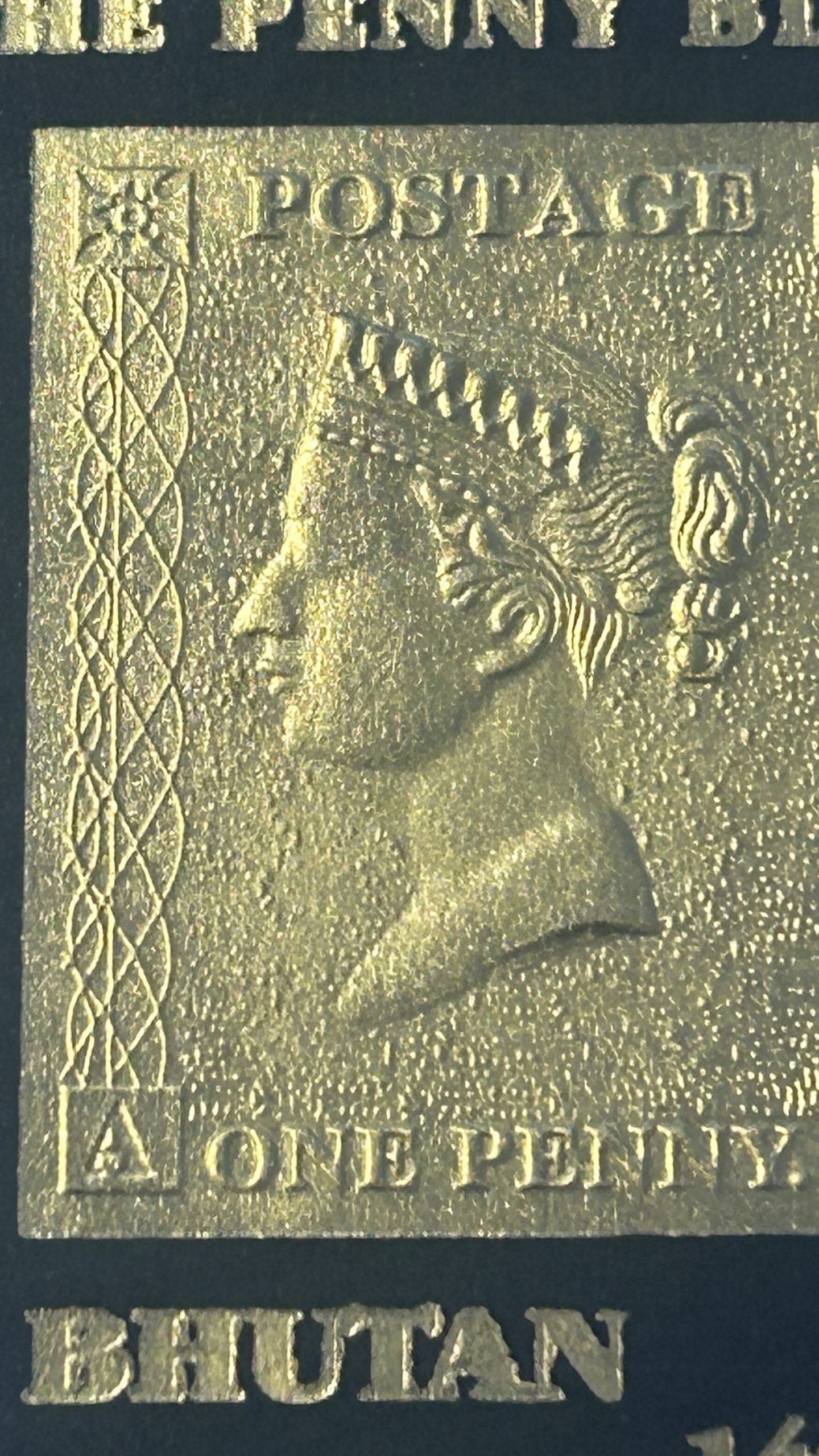 Sello Oro 22K Bután Penny Black 1996 - Imagen 2