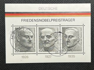 Hoja Souvenir - Alemania 1975 - Premios Nobel - Matasellado