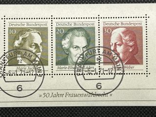 Hoja Souvenir - Alemania - Sufragio Femenino 1969 - Matasellado