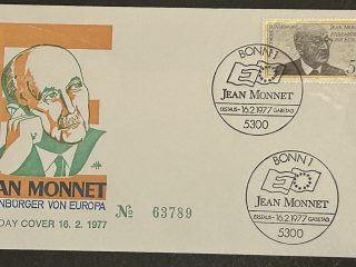 FDC Sobre Primer Dia - Alemania - Jean Monnet - 1977