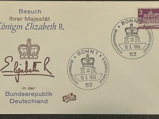 Sobre Conmemorativo Alemania 1965 - Visita Reina Elizabeth II