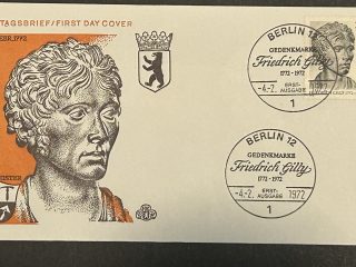 FDC Sobre Primer Dia - Alemania 1972 - Friedrich Gilly