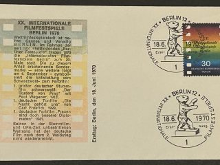FDC Sobre Primer Día - Alemania 1970 - feria de Cine de Berlín