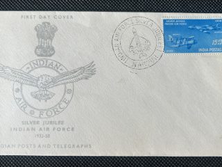Sobre de Primer Día (FDC) Jubileo de Plata Fuerza Aérea India - 1958