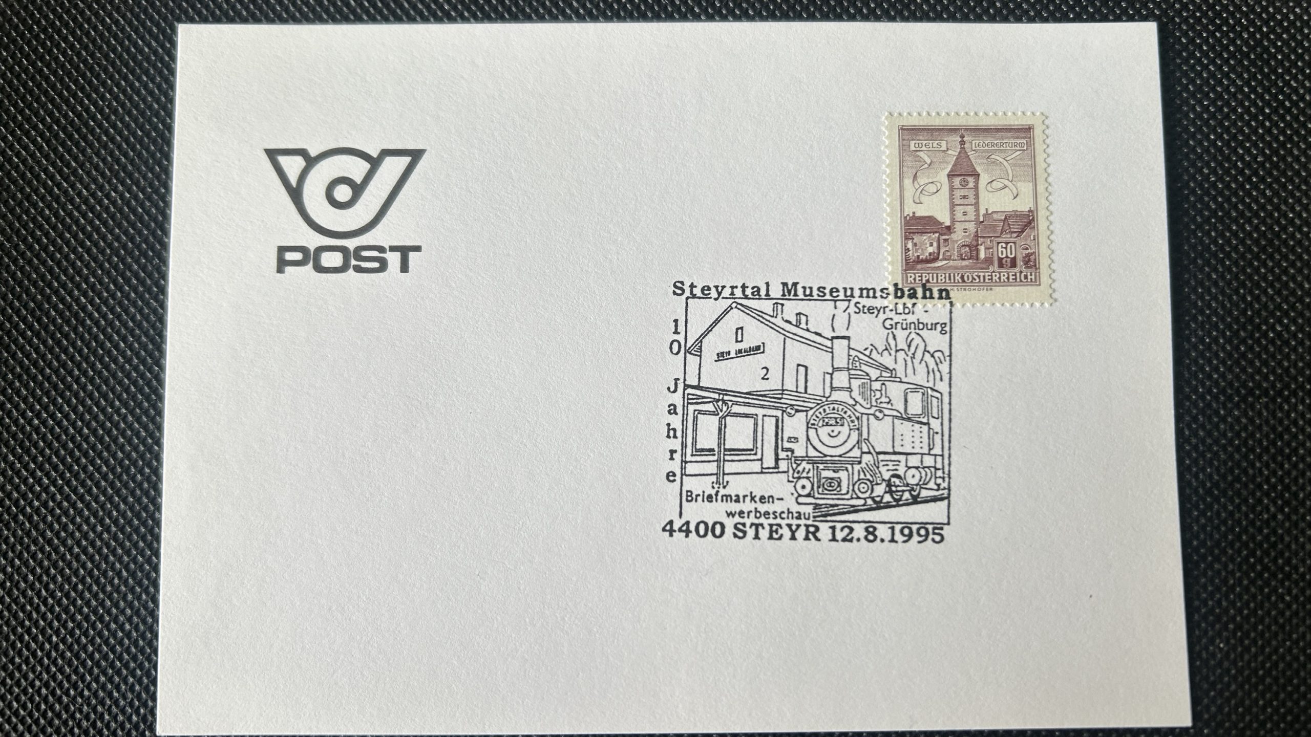 Tarjeta Filatélica Austria 1995 - 10 Años Steyrtal Museumsbahn - Matasellos Especial Steyrtal