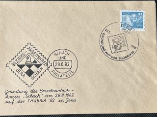 Sobre Conmemorativo Ajedrez DDR 1982 - Fundación Grupo de Trabajo Gera - Jena