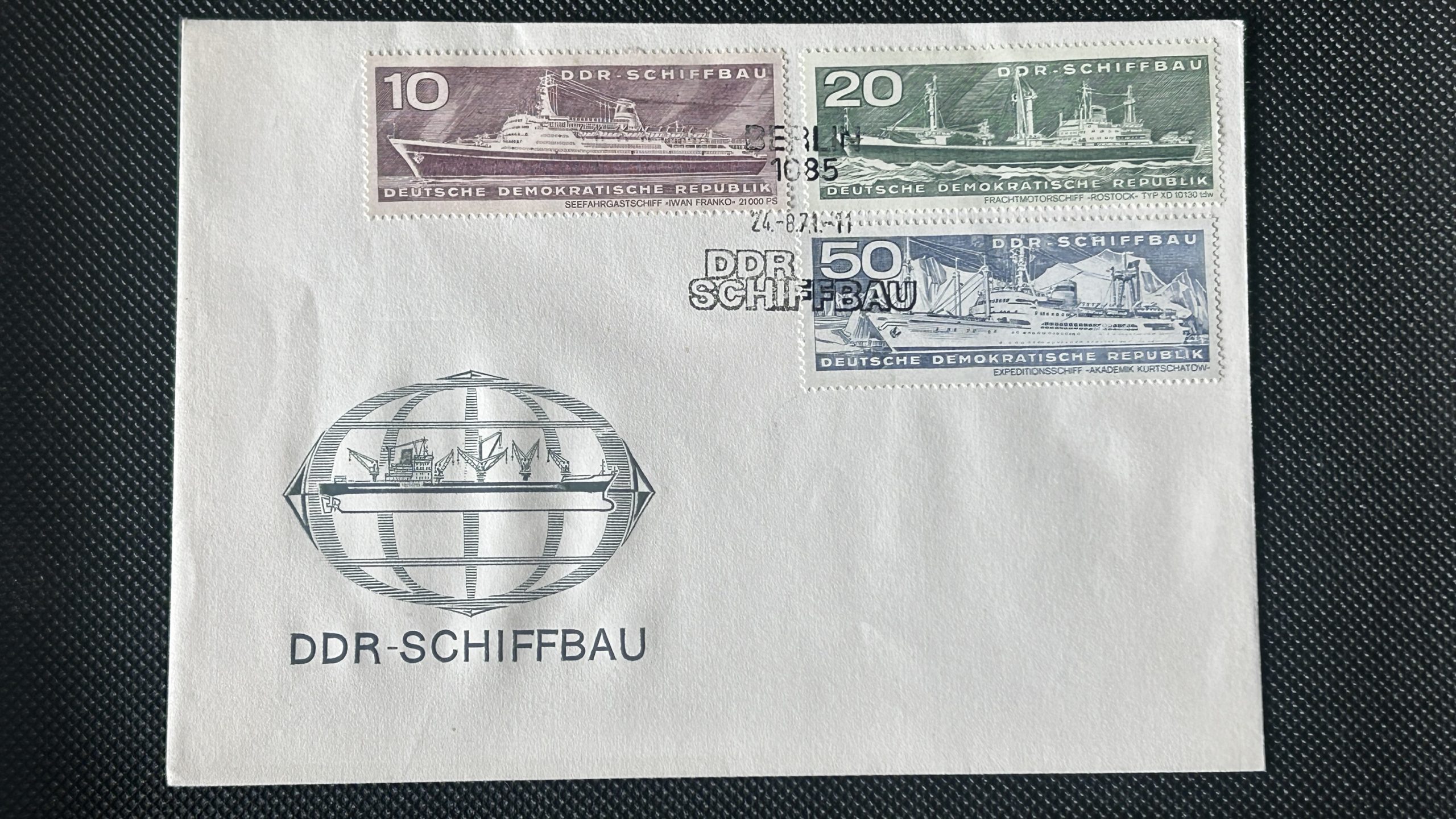 Sobre Primer Día (FDC) RDA 1971 - Construcción Naval (DDR-Schiffbau) - 3 Sellos