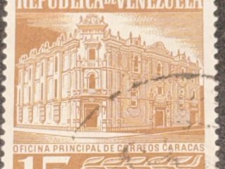 Sello venezuela 1958 - oficina de correos- 15 céntimos Marrón Suave Usado