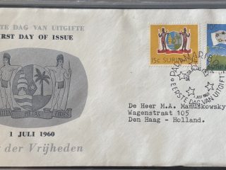 Sobre Primer Día FDC Surinam 1960 - Dag der Vrijheden (Día de las Libertades)