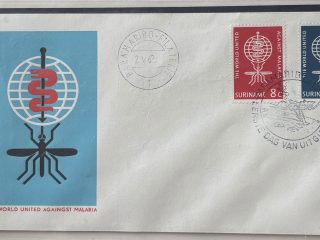 FDC⁠, ⁠Sobre Primer Dia⁠, ⁠Surinam 1960⁠, ⁠Postkantoor⁠, ⁠Paramaribo⁠, ⁠Arte Indigena⁠, ⁠Volkskunst⁠, ⁠Filatelia Histórica⁠, ⁠Oficina de Correos⁠, ⁠Sellos con Recargo⁠