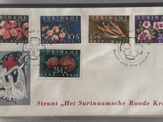Sobre Primer Día FDC Surinam 1963 - Cruz Roja (Rode Kruis) Serie Flores