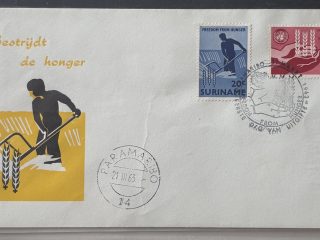 Sobre Primer Día FDC Surinam 1963 - Campaña contra el Hambre (Bestrijdt de Honger)