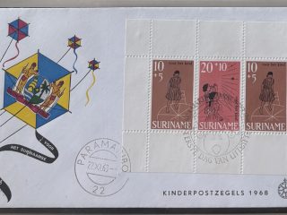 Sobre Primer Día FDC Surinam 1963 - Sellos Pro-Infancia (Kinderpostzegels) Hojita Bloque