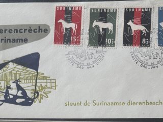 Sobre Primer Día FDC Surinam 1962 - Guardería de Animales (Dierencrèche)