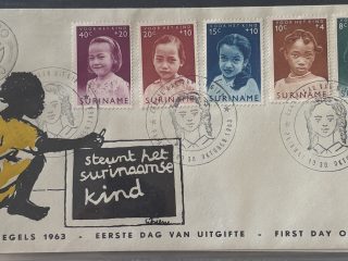 Sobre Primer Día FDC Surinam 1963 - Sellos Pro-Infancia (Kinderzegels) Serie Completa