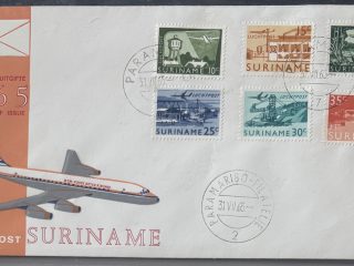 Sobre Primer Día FDC Surinam 1965 - Correo Aéreo (Luchtpost) Serie I