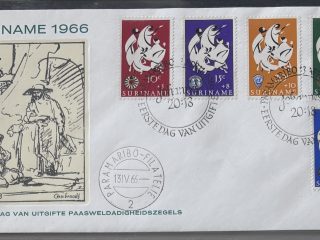 Sobre Primer Día FDC Surinam 1966 - Sellos de Pascua (Paasweldadigheidszegels) Serie Completa