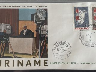 Sobre Primer Día FDC Surinam 1966 - 1 Año de Televisión (J. A. Pengel)