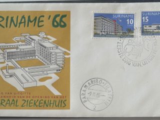 Sobre Primer Día FDC Surinam 1966 - Apertura del Hospital Central (Centraal Ziekenhuis)