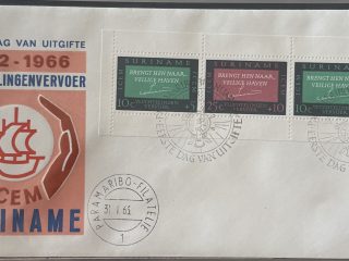 Sobre Primer Día FDC Surinam 1966 - ICEM Refugiados Variante Hojita Bloque