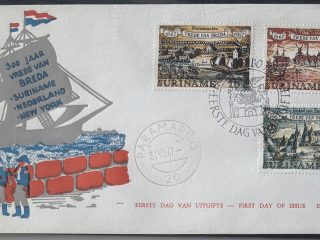 Sobre Primer Día FDC Surinam 1967 - 300 Años de la Paz de Breda (Vrede van Breda)