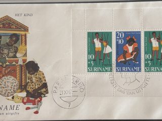 Sobre Primer Día FDC Surinam 1967 - Bloque Pro-Infancia Teatro de Títeres (Voor het Kind)