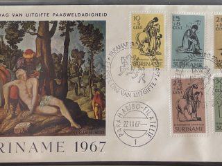 Sobre Primer Día FDC Surinam 1967 - Parábola del Buen Samaritano (Paasweldadigheid)