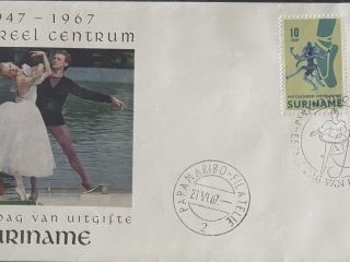 Sobre Primer Día FDC Surinam 1967 - 20 Aniversario Centro Cultural (Foto Ballet)