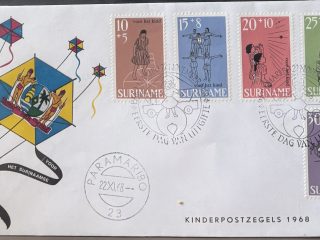Sobre Primer Día FDC Surinam 1968 - Serie Pro-Infancia Variante Cometas (Kinderpostzegels)
