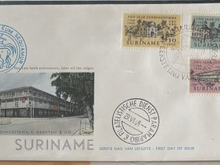 Sobre Primer Día FDC Surinam 1968 - 200 Años C. Kersten & Co (Zendingsfirma)