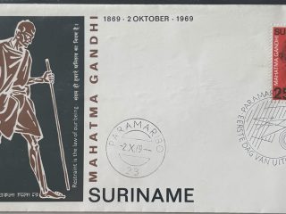 Sobre Primer Día FDC Surinam 1969 - Mahatma Gandhi Variante Caminando (Marcha de la Sal)