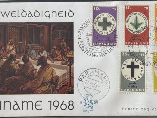 Sobre Primer Día FDC Surinam 1968 - Cuaresma La Última Cena Lion Cover