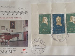 Sobre Primer Día FDC Surinam 1970 - Bloque Pro-Infancia Bicentenario de Beethoven (Voor het Kind)
