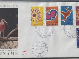 Sobre Primer Día FDC Surinam 1970 - Pascua Variante Ibis Escarlata (Paasweldadigheid)