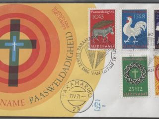 Sobre Primer Día FDC Surinam 1971 - Pascua y Fauna de la Pasión (Paasweldadigheid) Lion Cover