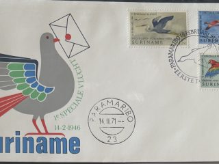 Sobre Primer Día FDC Surinam 1971 - 25 Aniversario del Primer Vuelo Especial Lion Cover
