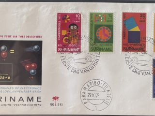 Sobre Primer Día FDC Surinam 1972 - Serie Pro-Infancia Física Nuclear Philips Completa