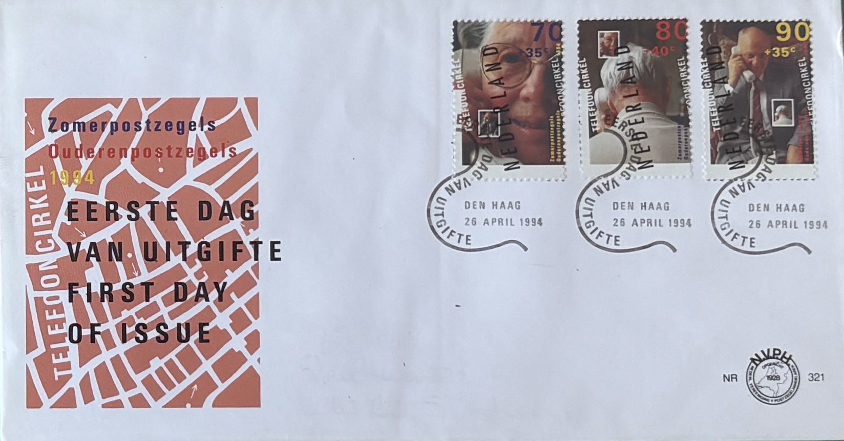 Sobre Primer Día FDC Países Bajos 1994 - Zomerzegels Tercera Edad NVPH 321