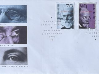 Sobre Primer Día FDC Países Bajos 1993 - Premios Nobel Neerlandeses NVPH 312