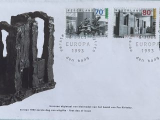 Sobre Primer Día FDC Países Bajos 1993 - Europa CEPT Escultura Per Kirkeby NVPH 311