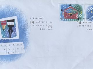 Sobre Primer Día FDC Países Bajos 1993 - Arte Escritura y Diseño Gráfico NVPH 313