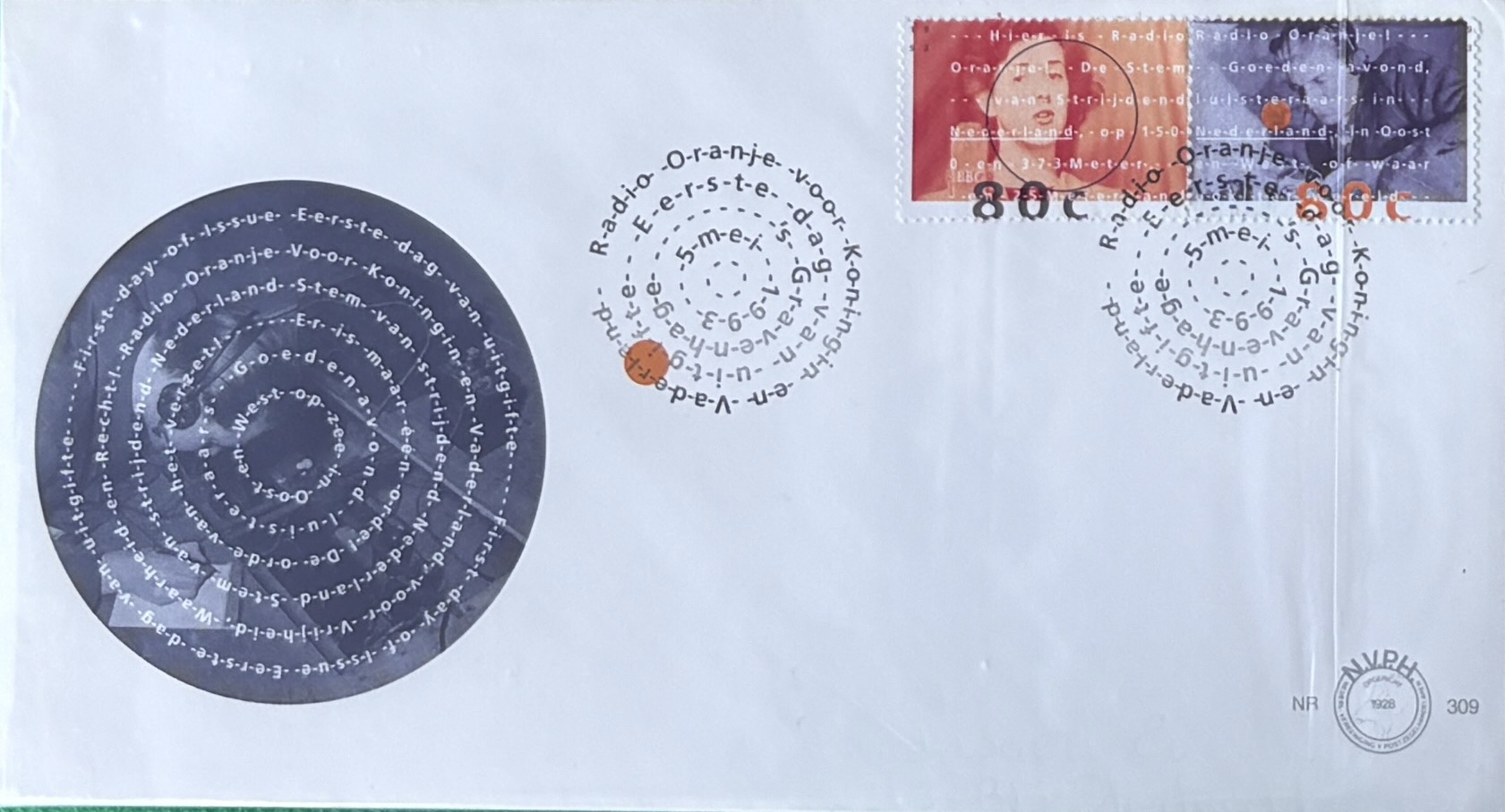 Sobre Primer Día FDC Países Bajos 1993 - Radio Oranje Reina Guillermina NVPH 309