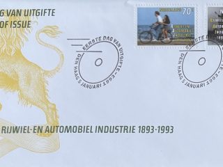 Sobre Primer Día FDC Países Bajos 1993 - Centenario Industria Automóvil y Bicicleta RAI NVPH 303